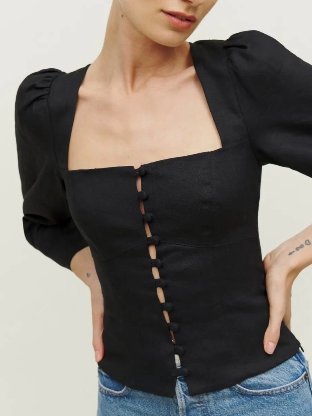 Reformation Micah Linen Top Size 8